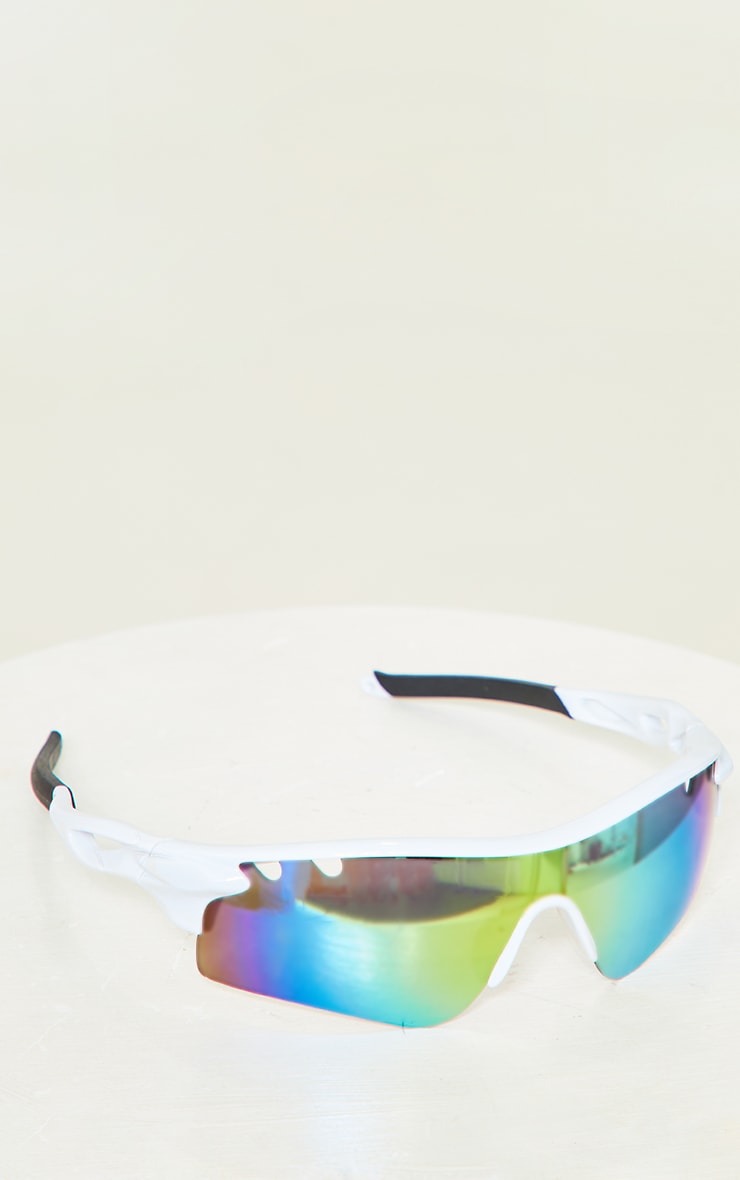 White Cut Out Sporty Sunglasses image 2