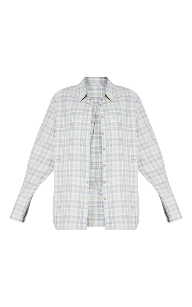 Sage Oversized Checked Shirt image 5