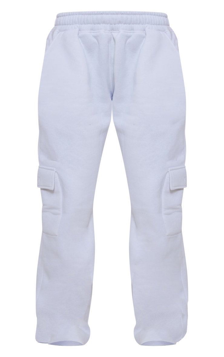 White Low Rise Pocket Side Straight Leg Sweatpants image 5