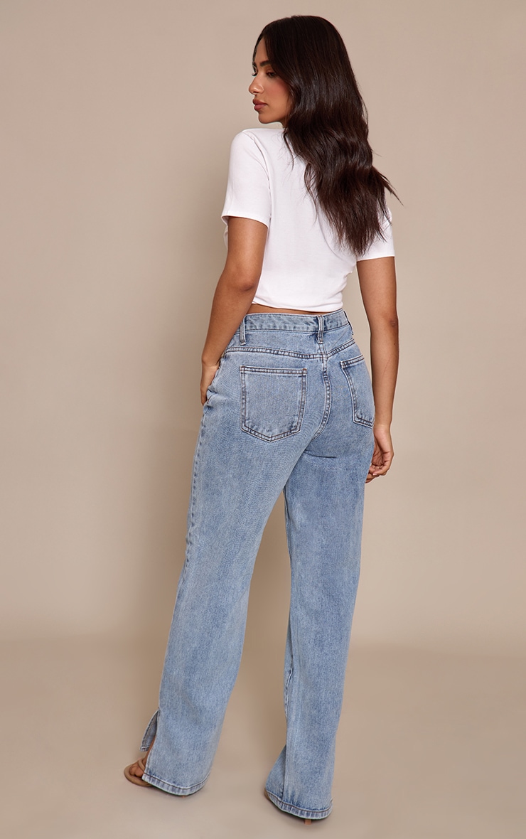 Petite Jean bleu clair à ourlets fendus image 3