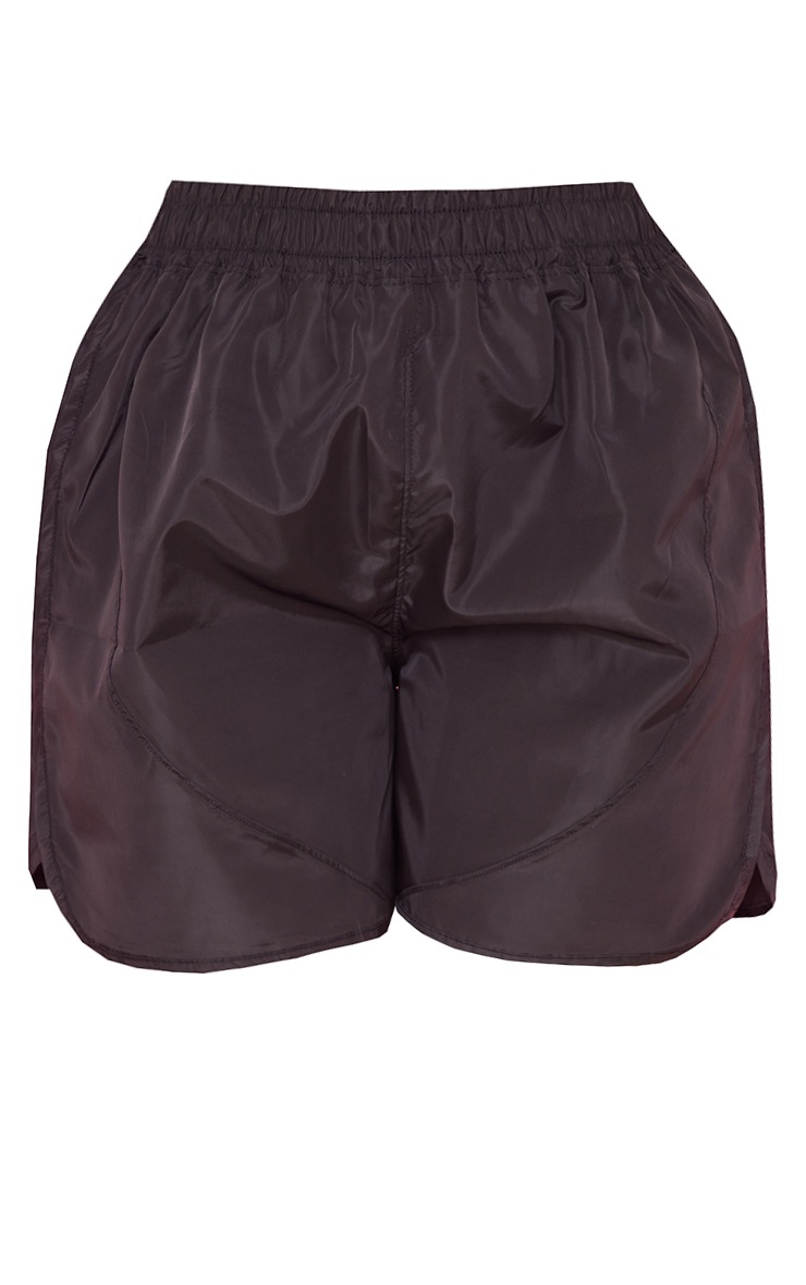 Plus Black Nylon Seam Detail Shorts image 6