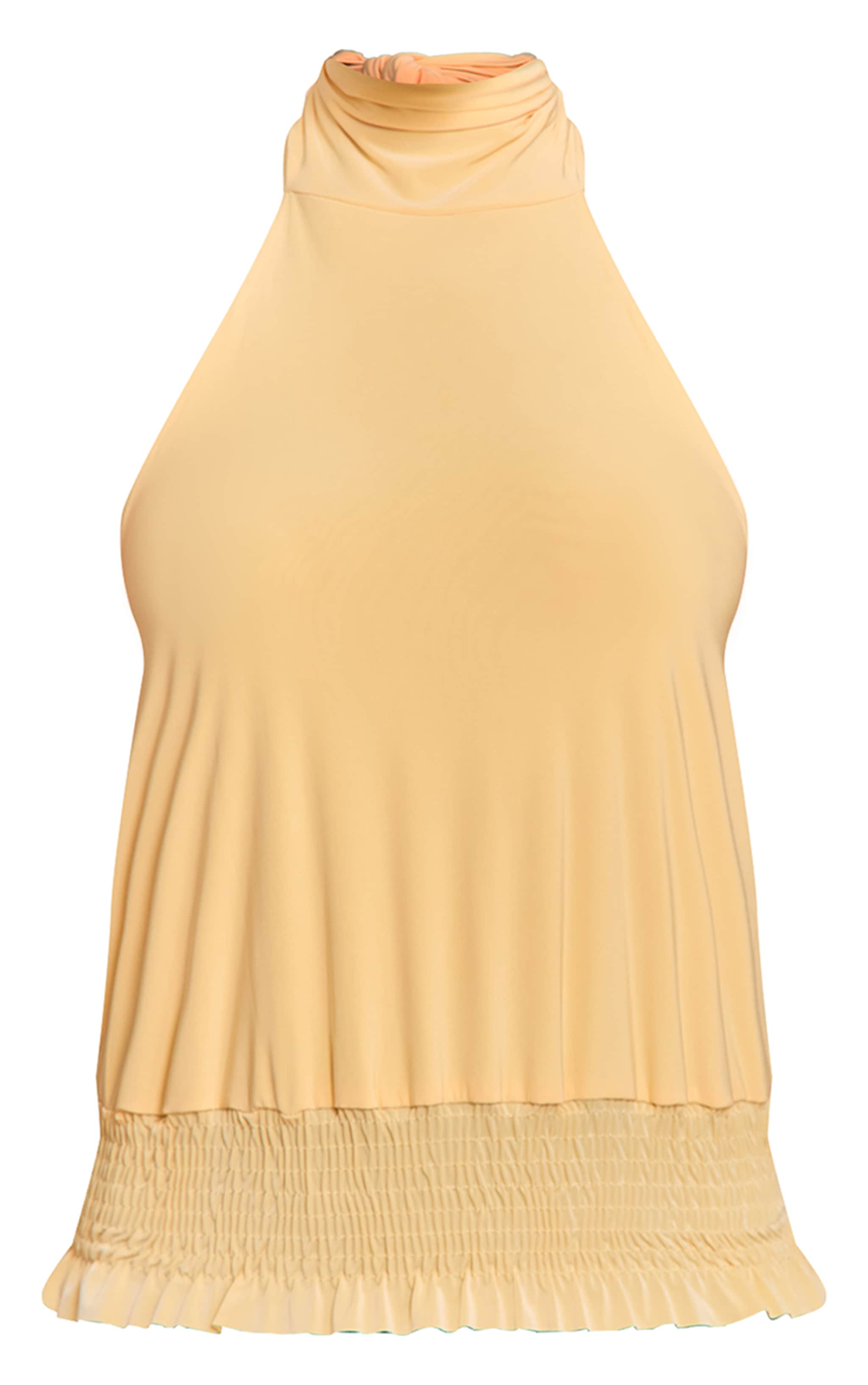 Butter Yellow Double Layer Shirred Hem Top | Tops