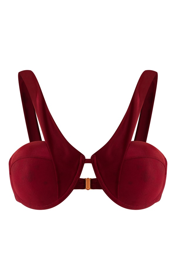 Cherry Red Underwired Bikini Top Swimwear PrettyLittleThing