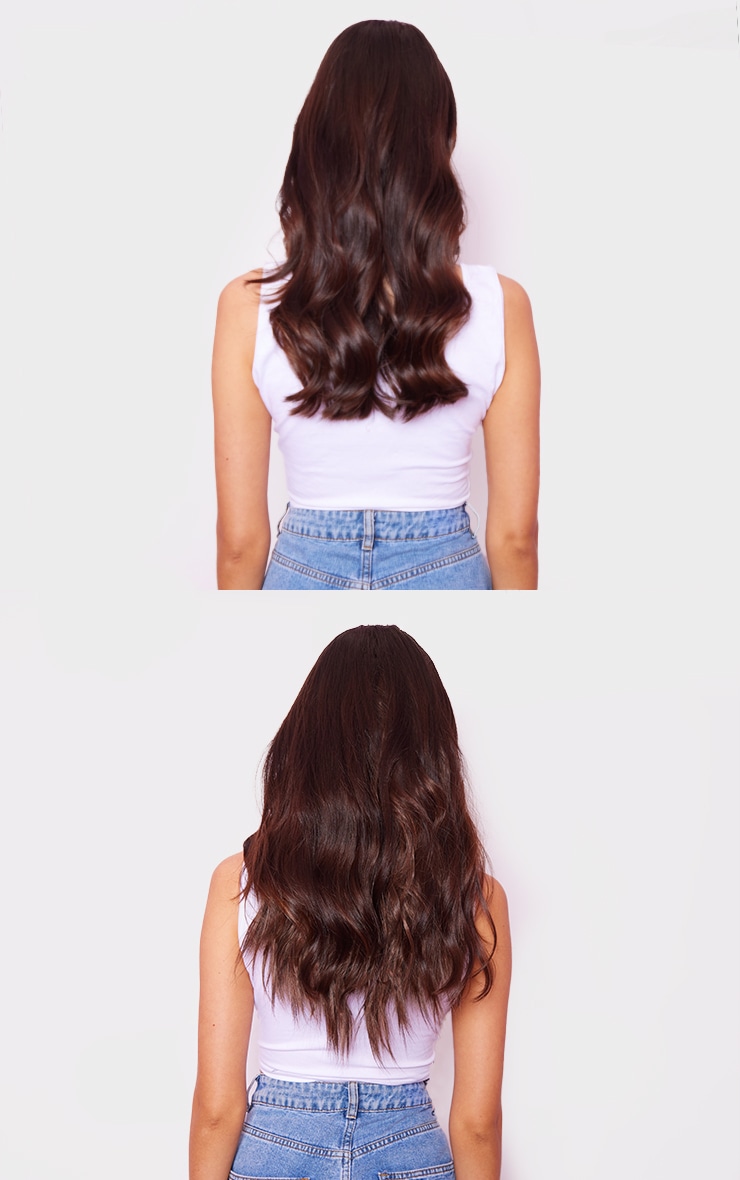 Lullabellz Super Thick 16" 5 Piece Brushed Out Wave Clip In Extensions Warm Brunette image 4