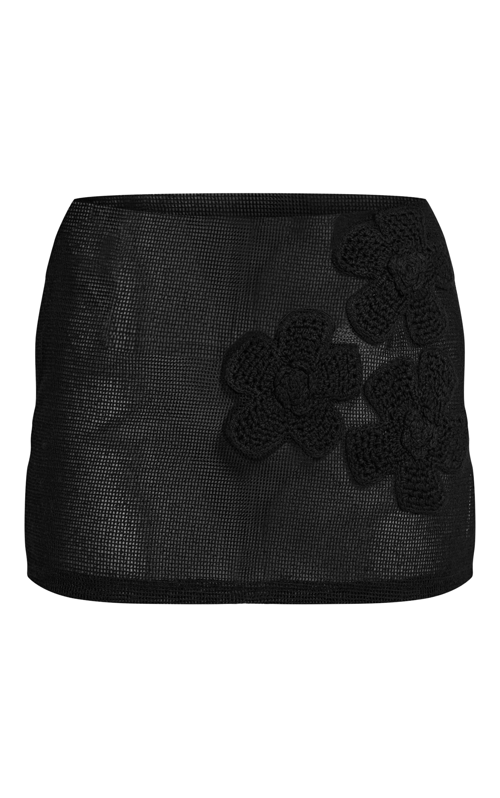 Jupe de plage brodée noire à fleurs en maille style crochet image 5