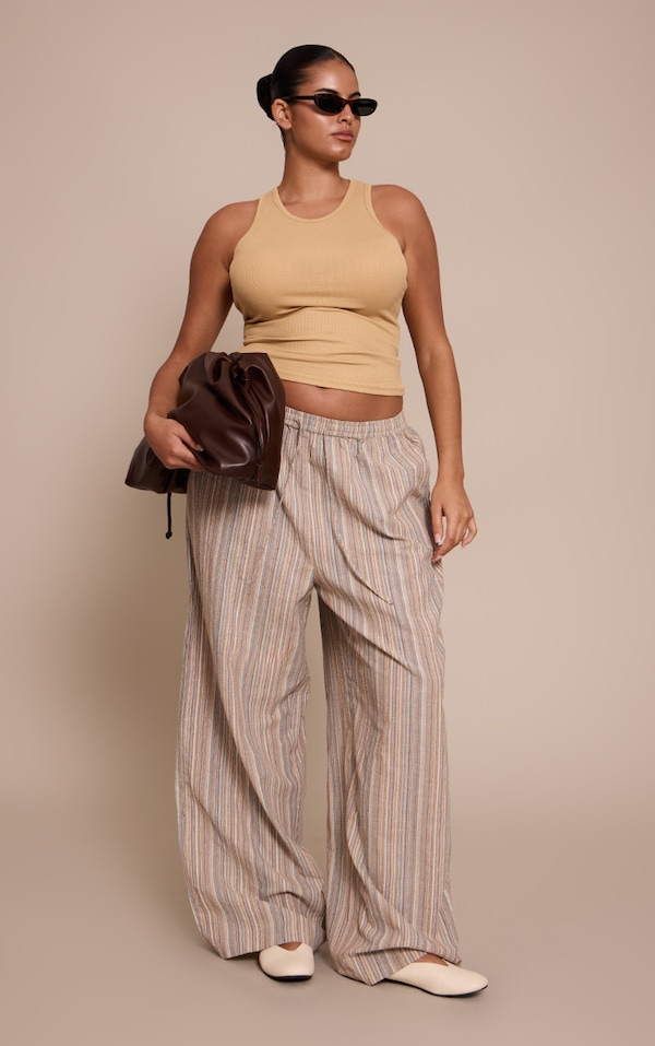 Plus Pantalon droit texturé multicolore à rayures