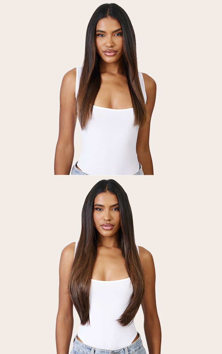 Lullabellz Thick 24` 1 Piece Straight Clip In Hair Extensions Warm Brunette image 3
