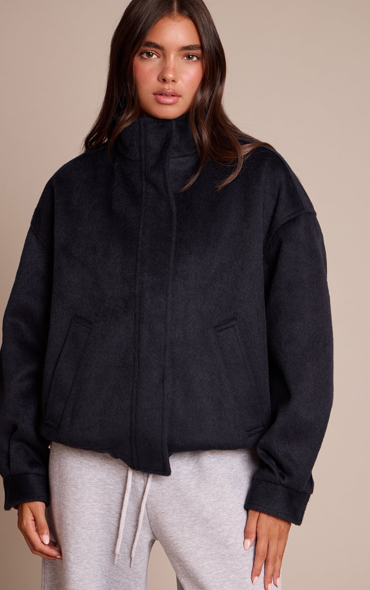 Navy Funnel Neck Bomber Jacket image 1