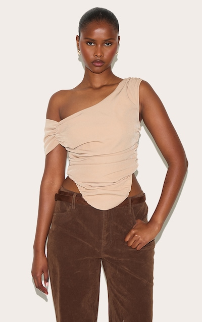 Top bardot asymétrique sable