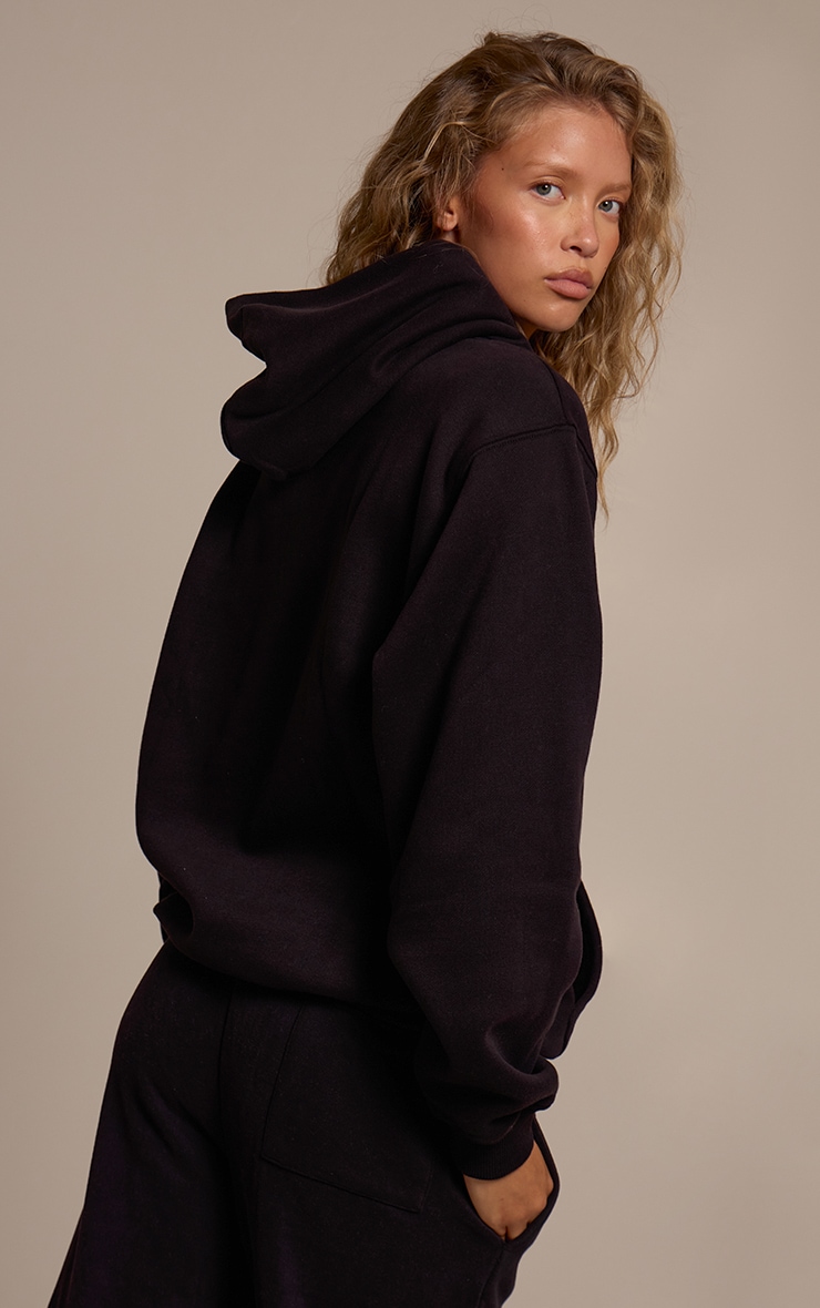 Hoodie pullover en coton polaire noir image 2