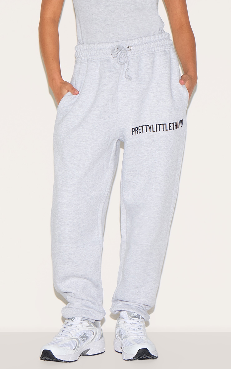 PRETTYLITTLETHING Petite Ash Grey High Waist Cuffed Sweatpants image 1