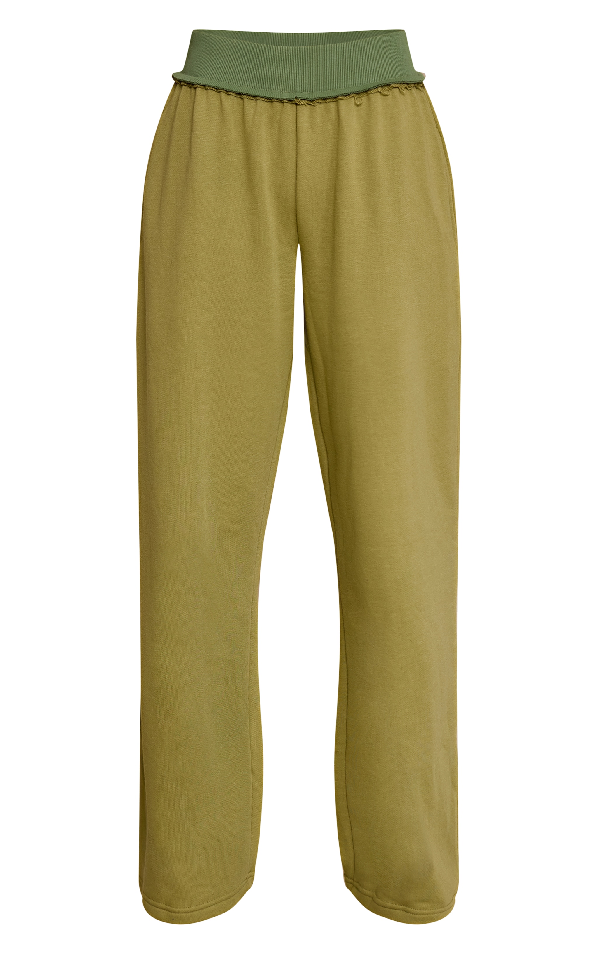 Khaki Distressed Waistband Straight Leg Joggers image 5