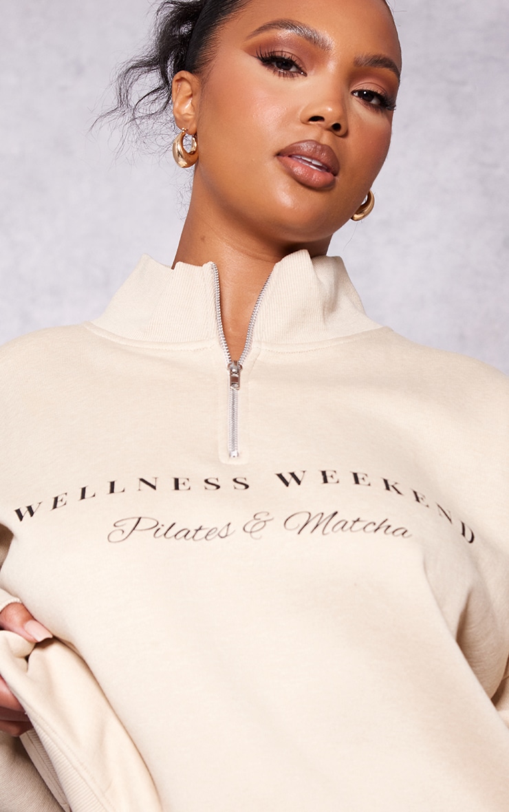 Plus Stone Wellness Weekend Printed Half Zip Sweatshirt image 3