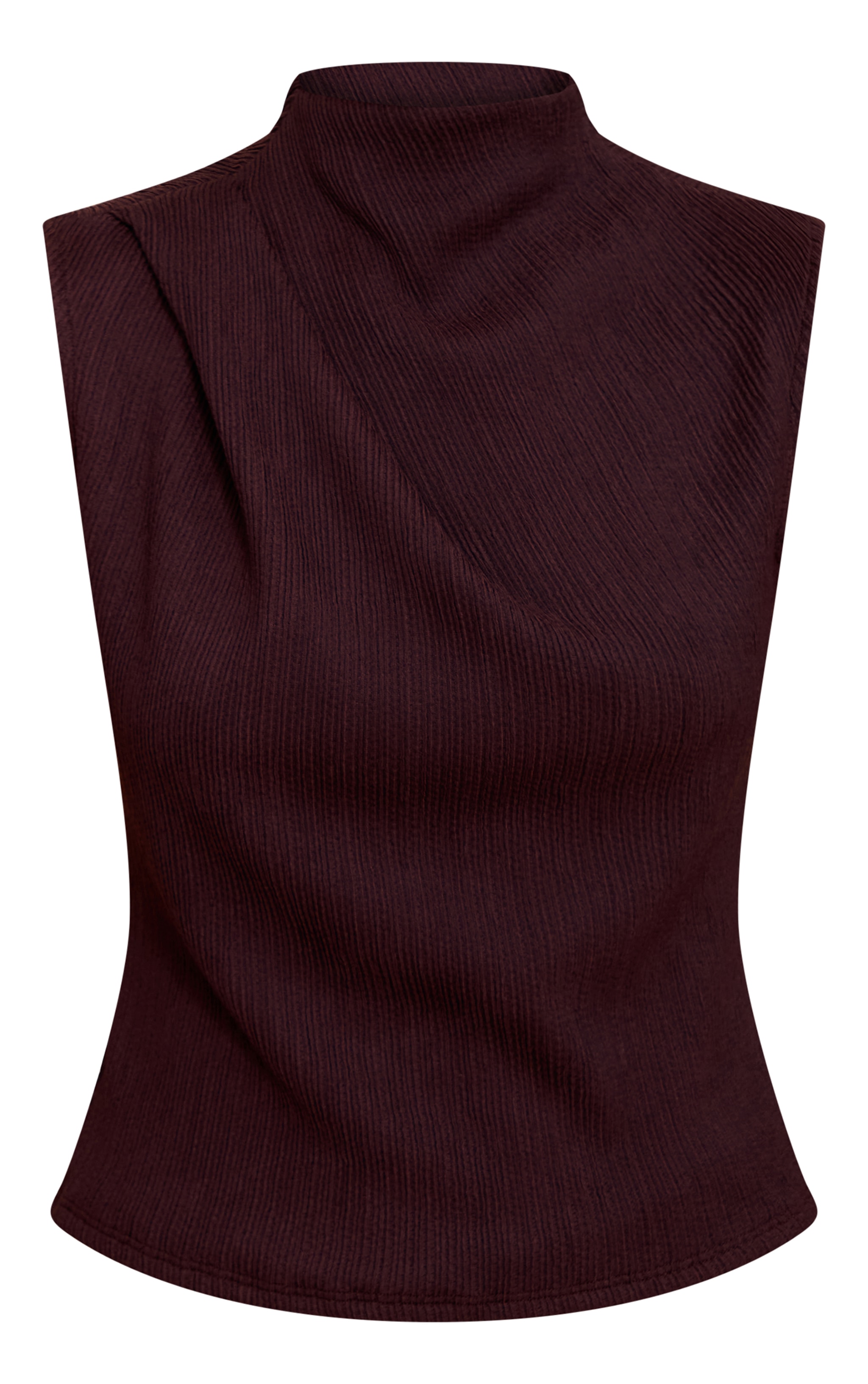 Chocolate Textured Ruched Detail Long Top image 5