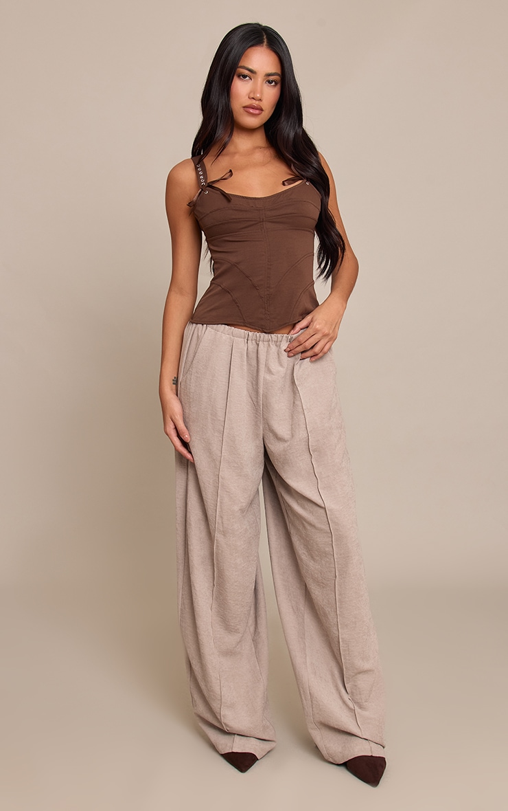 Chocolate Peachskin Eyelet Detail Corset image 3