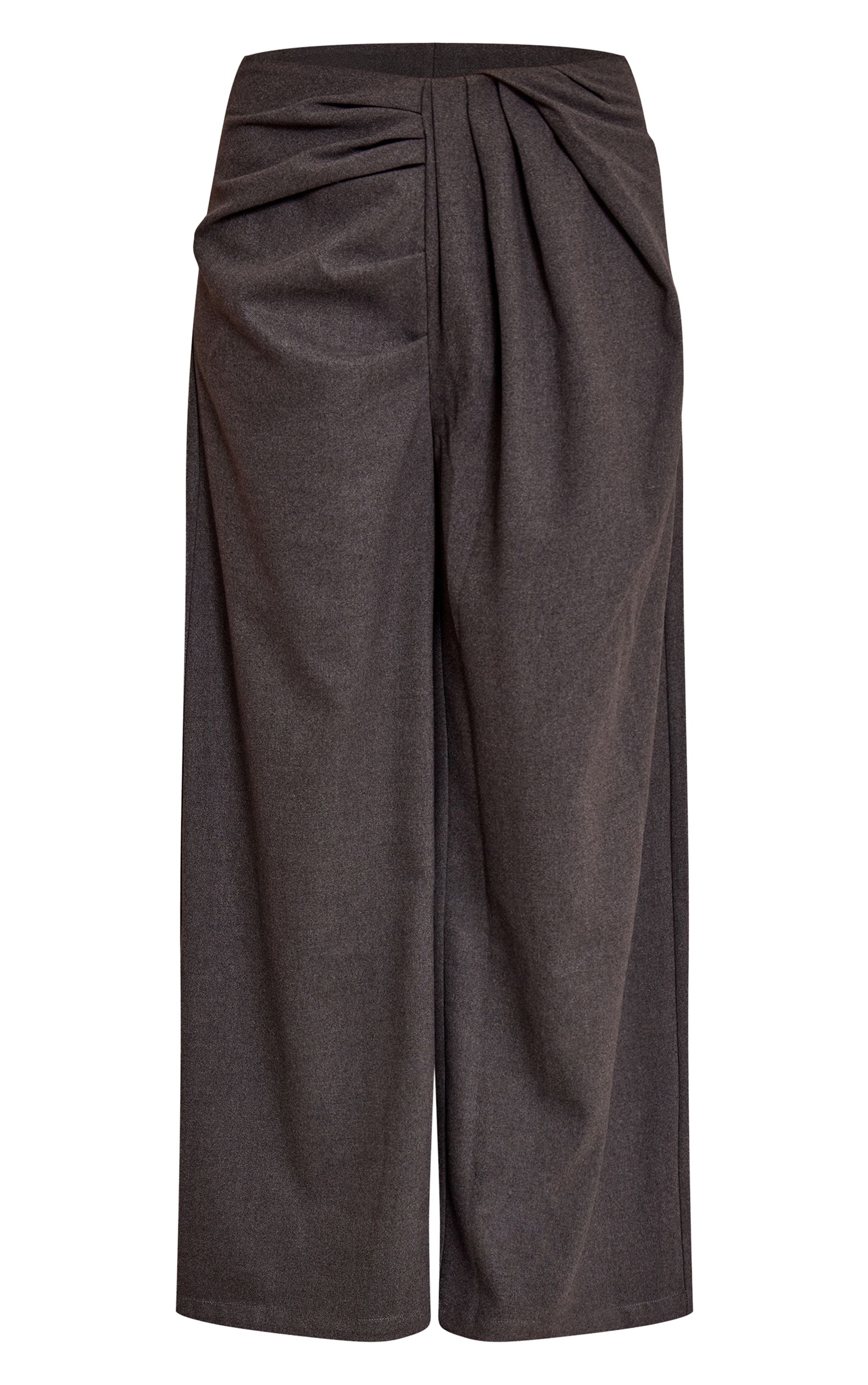 Charcoal Brushed Tailored Woven Pleat Detail Wide Leg Pants image 5
