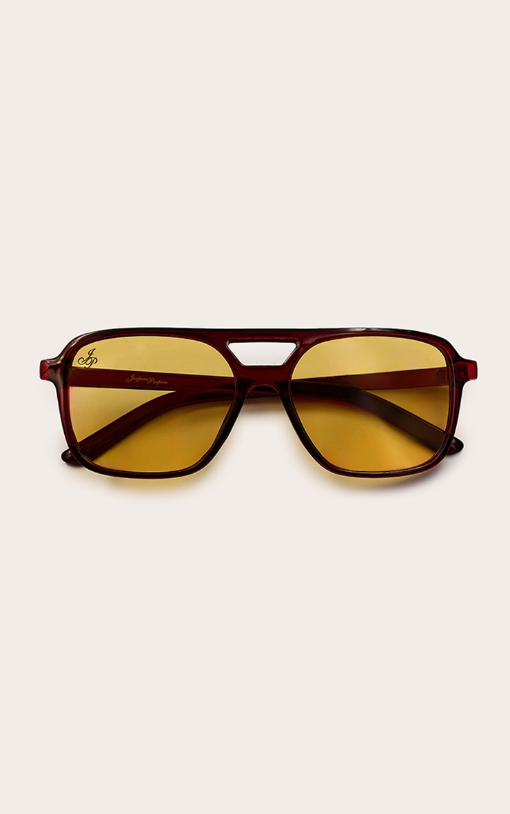 Jeepers Peepers Red Aviator Frame Yellow Lens Sunglasses image 4