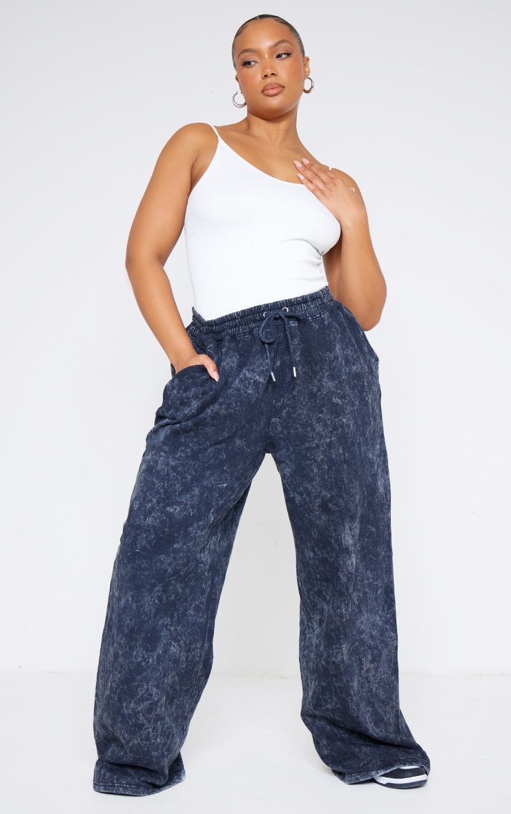 Plus Washed Charcoal Washed Oversized Low Rise Wide Leg Sweatpants