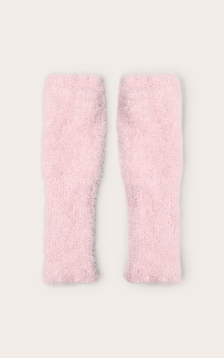 Pink Eyelash Knit Fingerless Gloves image 2