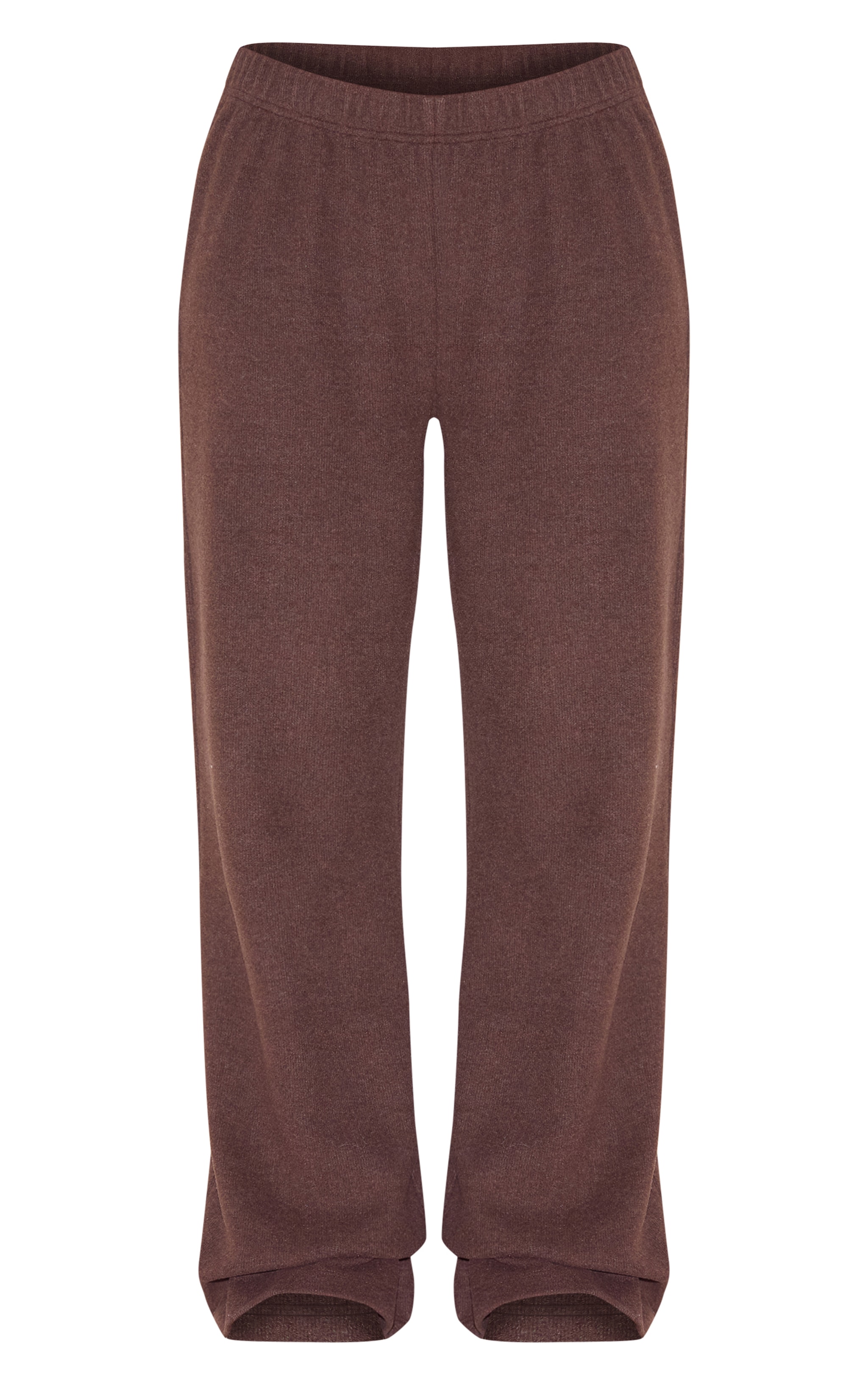 Brown Heavy Brushed Rib Slouchy Wide Leg Pants image 5