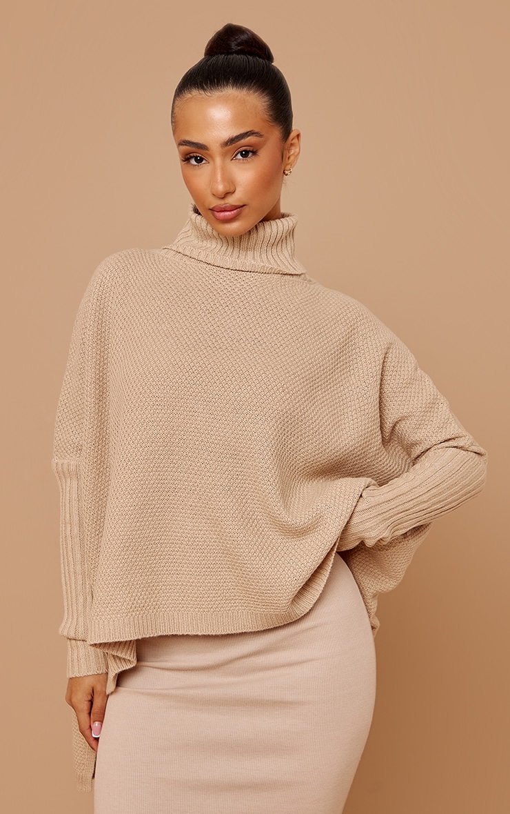 Petite Oatmeal Oversized Knitted Jumper image 5