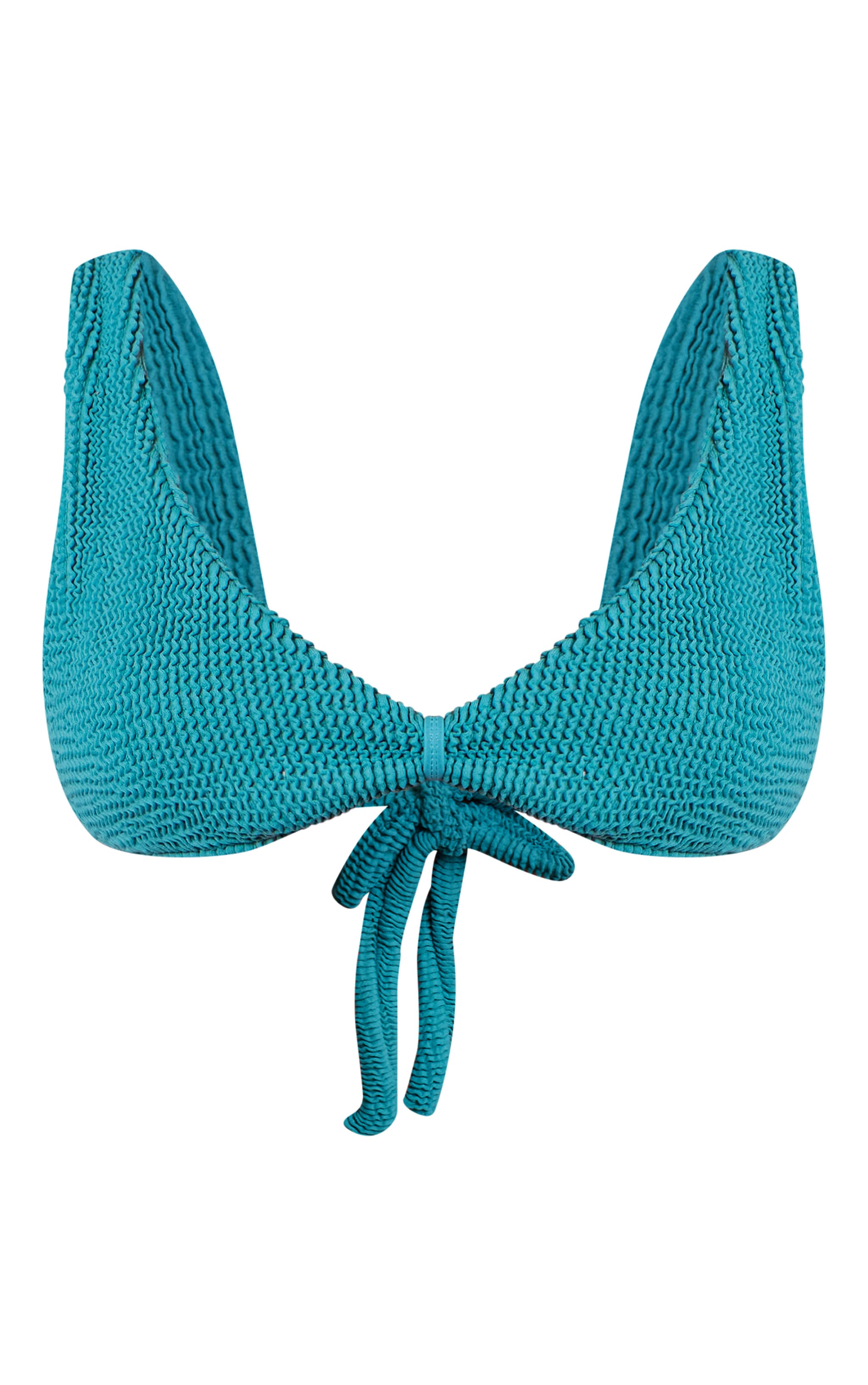 Teal Twist Front Crinkle Bikini Top image 5