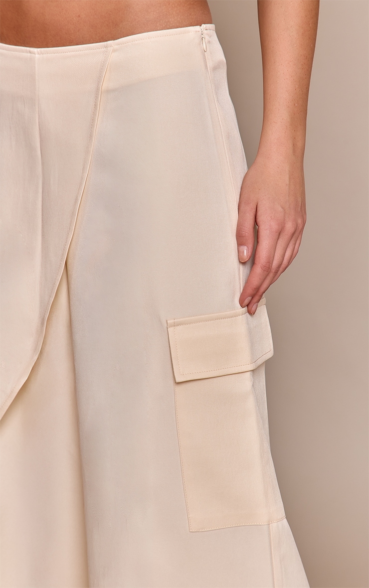 Cream Woven Wrap Detail Cargos image 4