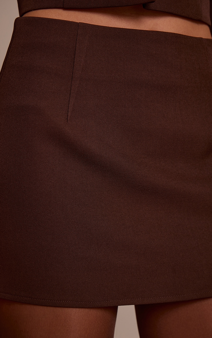 Dark Brown Tailored Woven Mini Skirt image 5