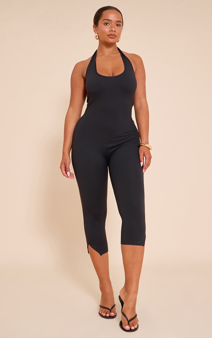 Shape Black Sculpt Halterneck Capri Jumpsuit image 1