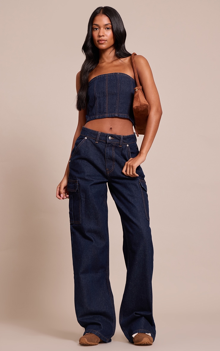 Tall Indigo Wide Leg Cargo Jeans image 1