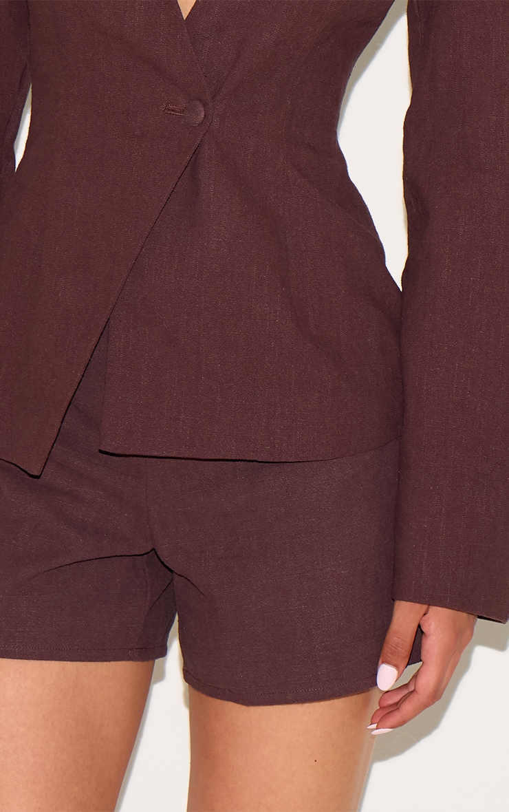 Tall Deep Chocolate Premium Linen Look Tailored Hot Pant image 5