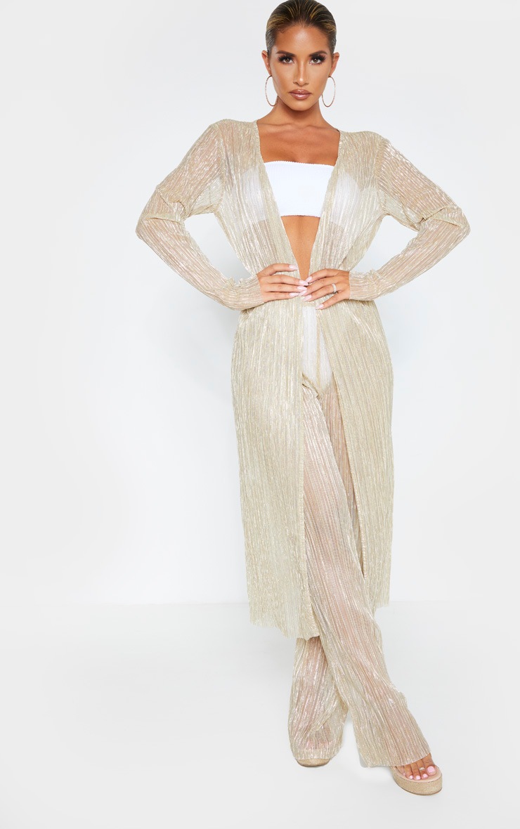 Gold Plisse Midaxi Kimono