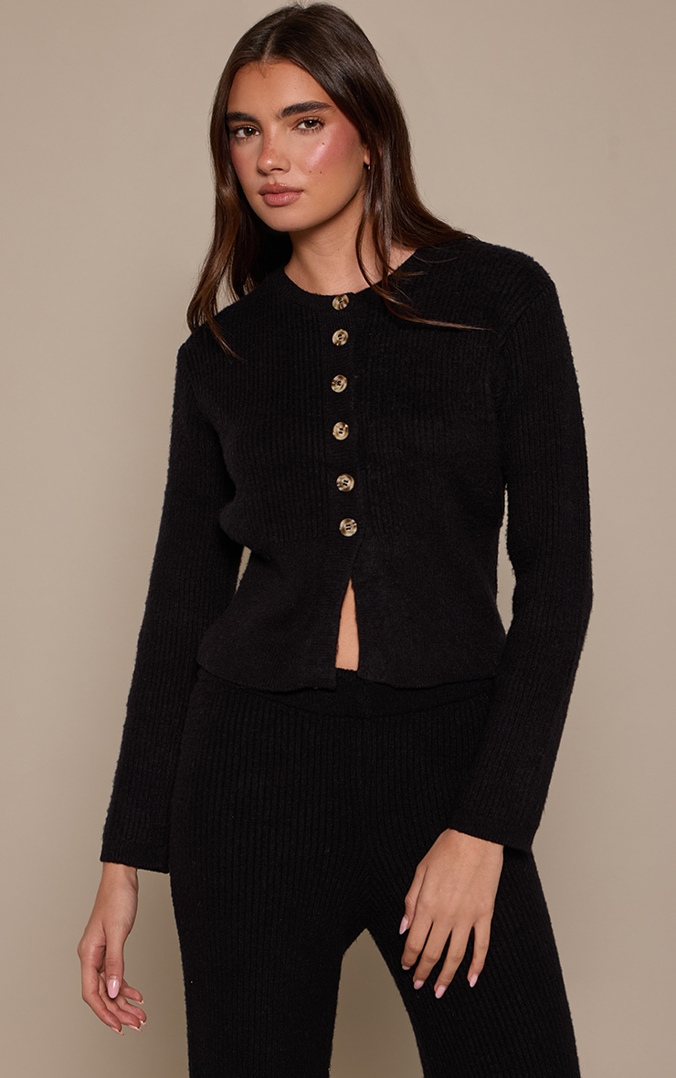 Black Cinched Waist Cardigan  image 1