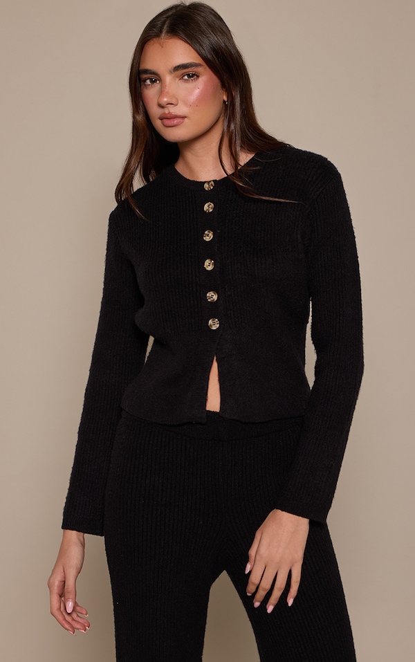 Black Cinched Waist Cardigan
