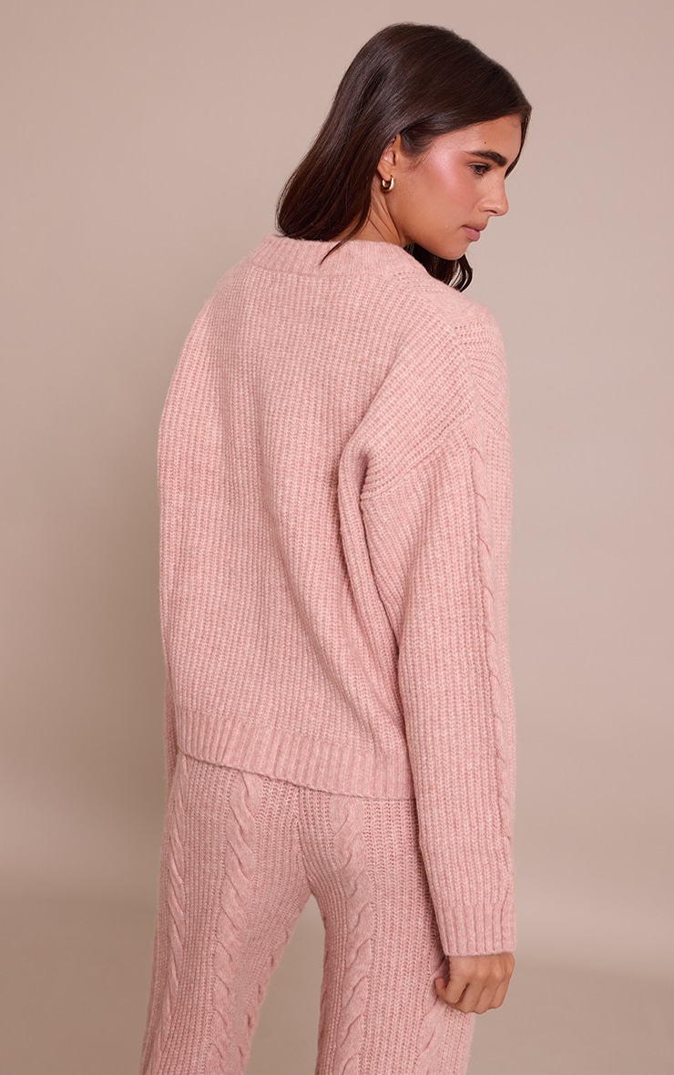 Pink Cable Knit Button Through Cardigan image 2