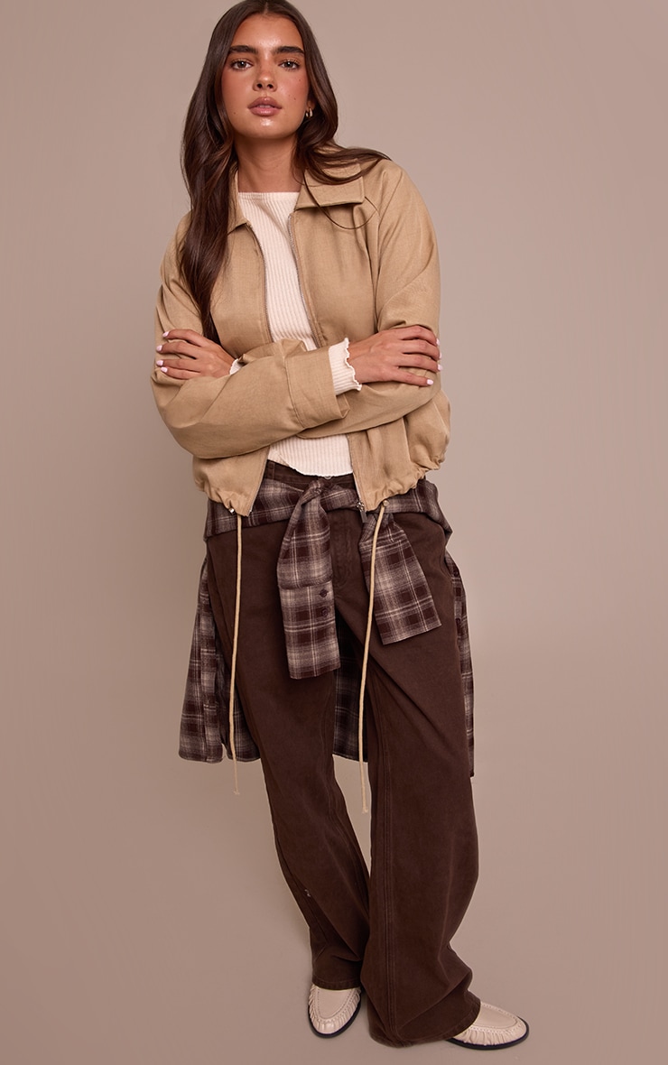 Veste bomber utilitaire beige à cordons ajustables image 3