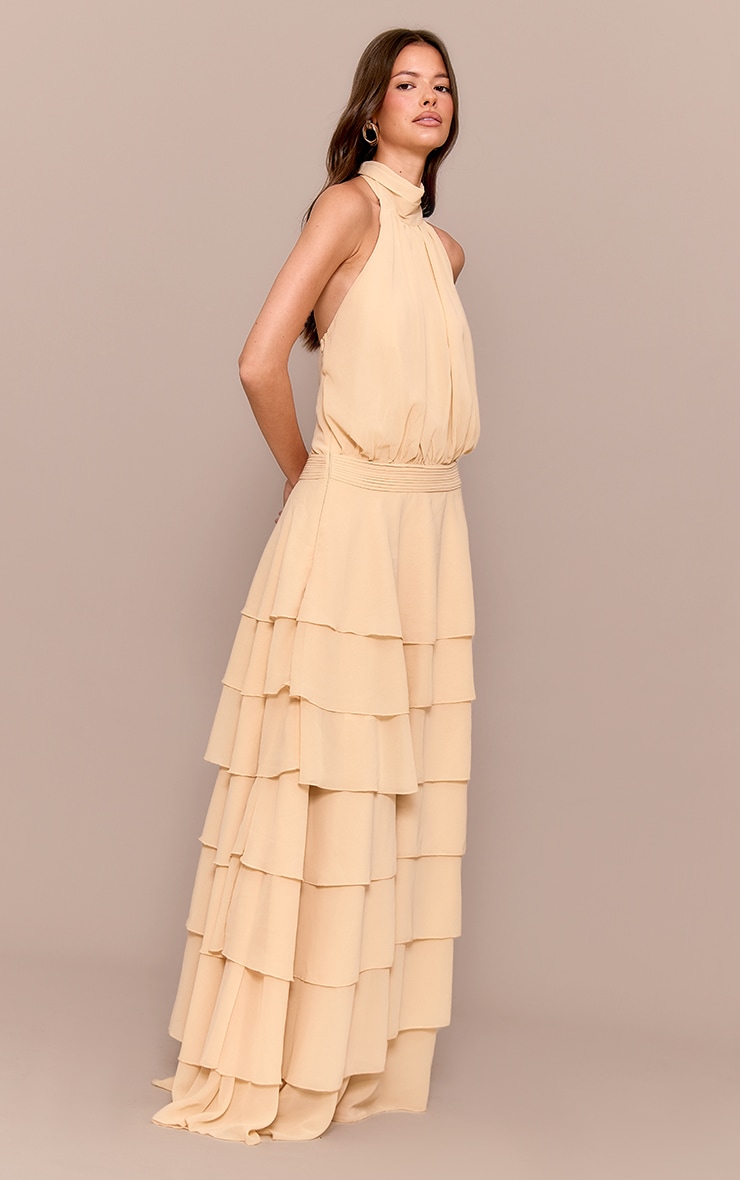 Butter Yellow Chiffon Tiered Maxi Dress image 2