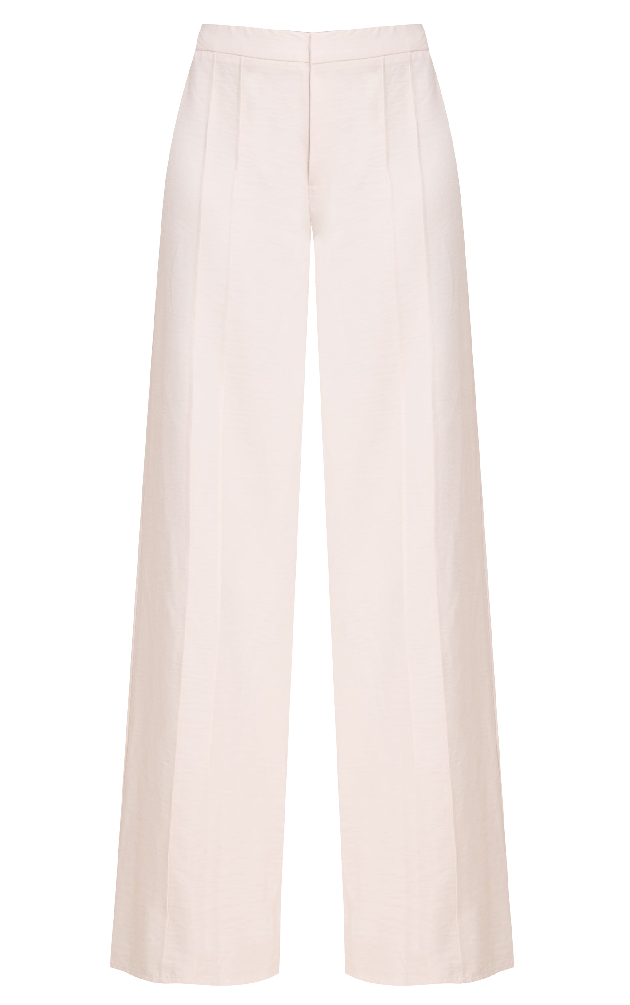 Cream Peachskin Seam Detail Straight Leg Pants image 5