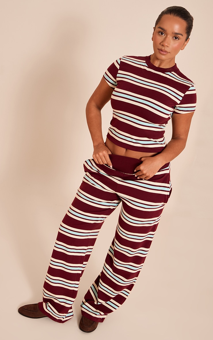 Shape Burgundy Striped Straight Leg Pant image 1