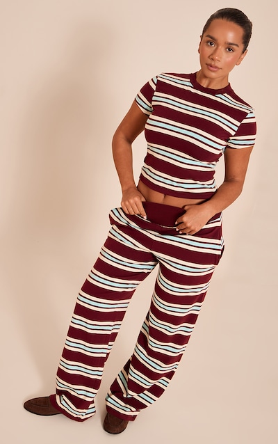 Shape Pantalon droit bordeaux à rayures