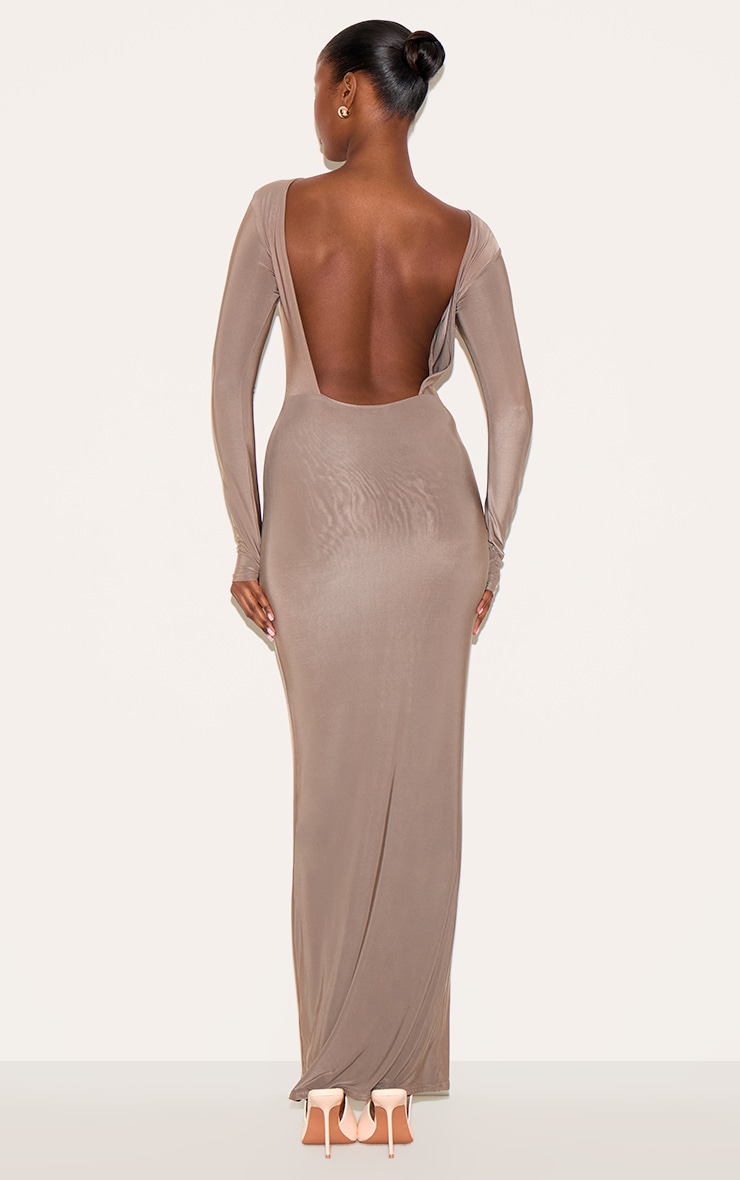 Mushroom Double Layer Deep Back Maxi Dress image 1