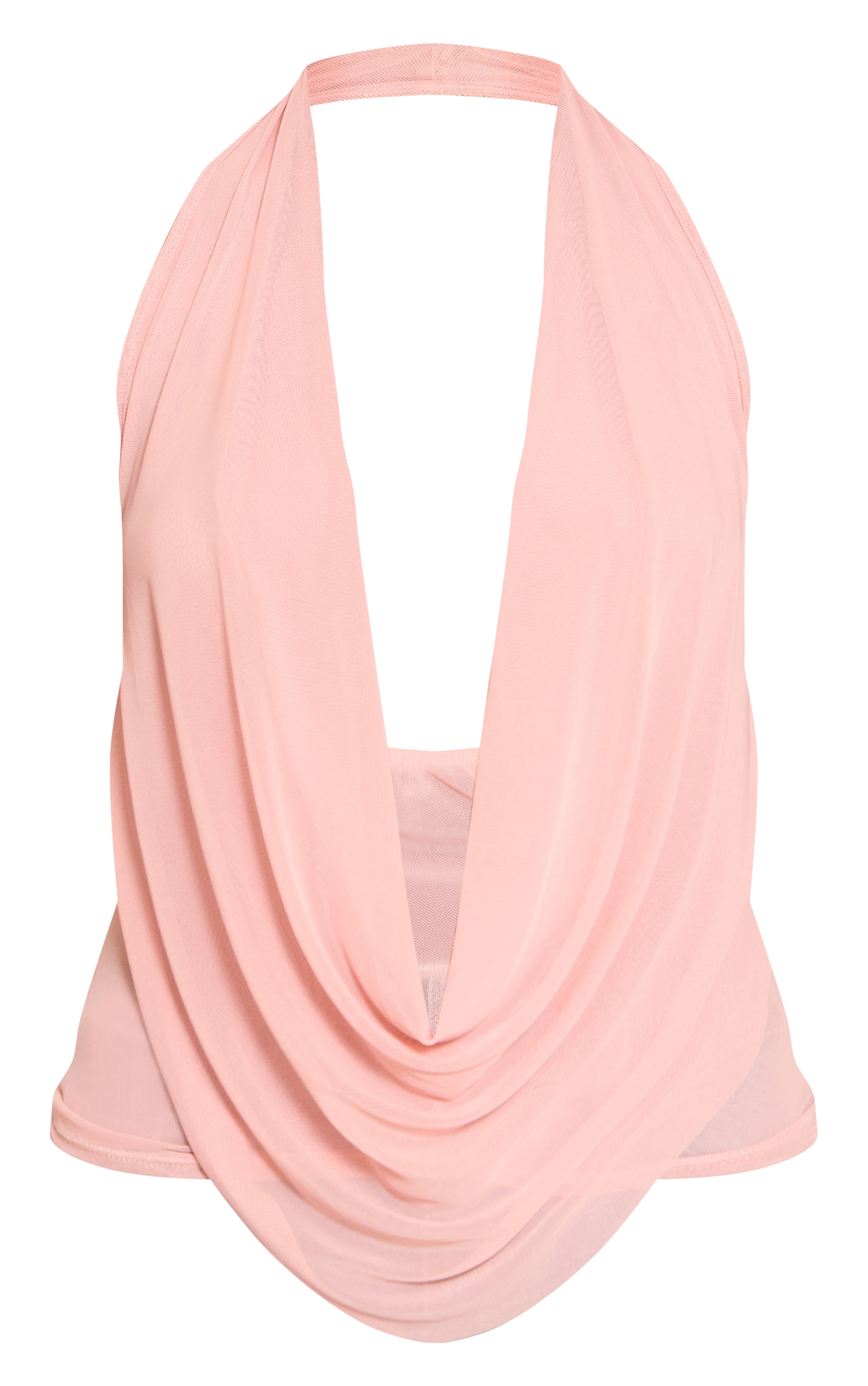Peach Mesh Halter Neck Top image 5