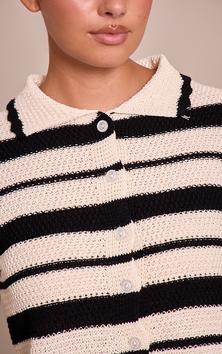 Mono Striped Crochet Polo Shirt image 4