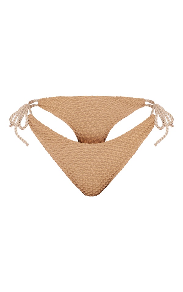 Rust Textured Waffle Plait Strap Bikini Bottom PrettyLittleThing
