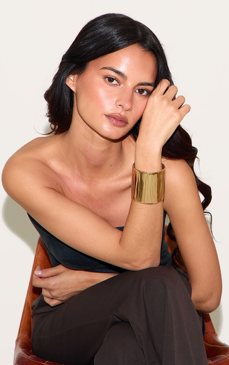 Gold Ridge Cuff Bangle image 1