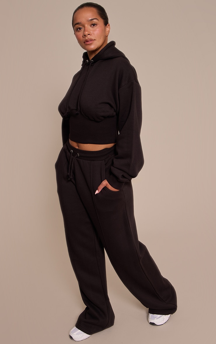 Shape Black Sweat Crop Shirred Waist Hoodie image 3