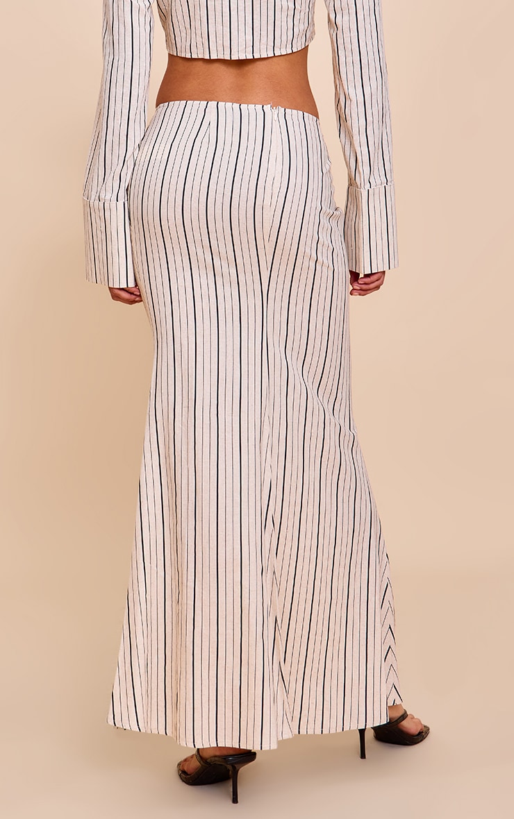 Sand Striped Linen-Blend Column Maxi Skirt image 3
