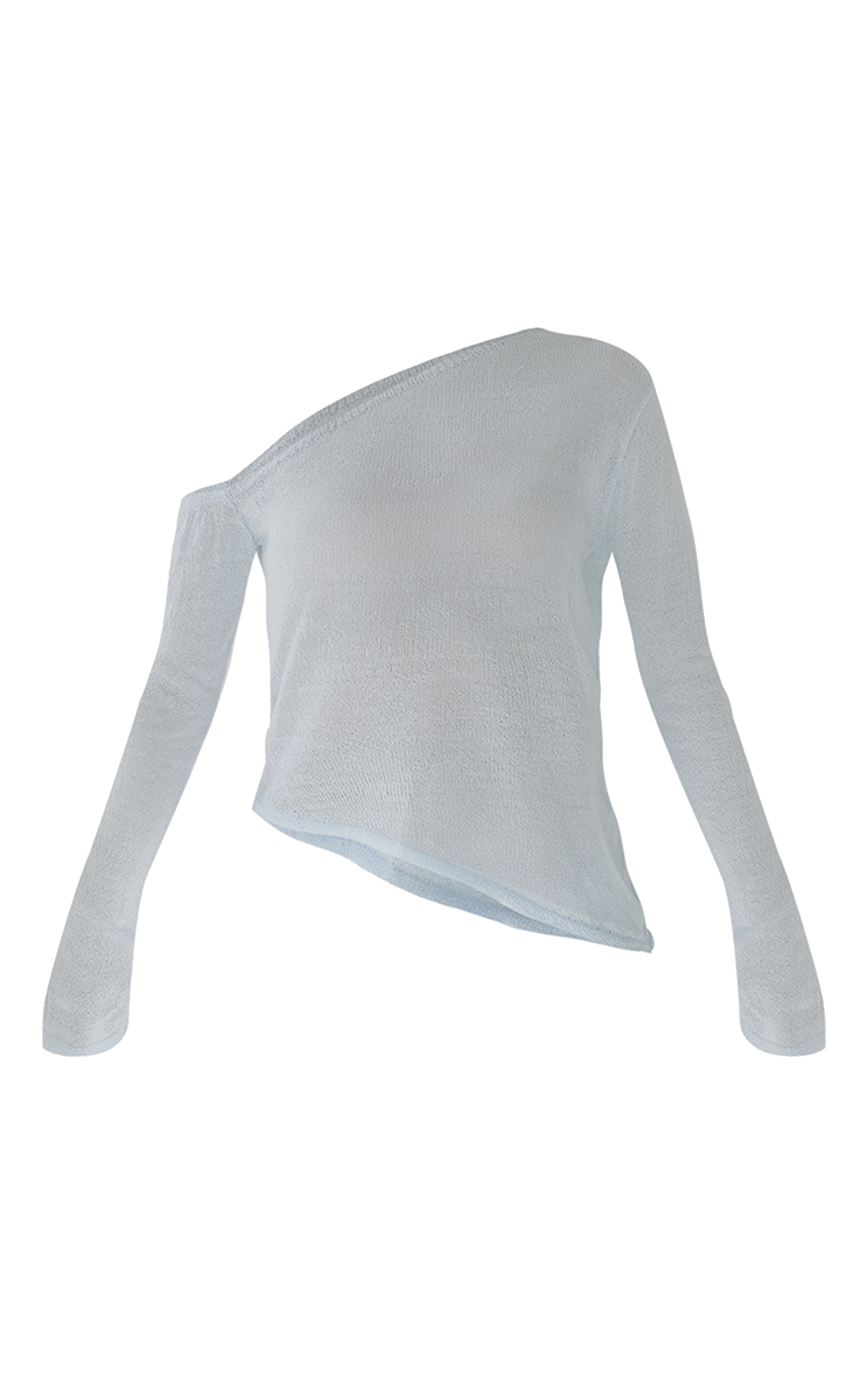 Blue Asymmetric Belted Filigree Top image 5
