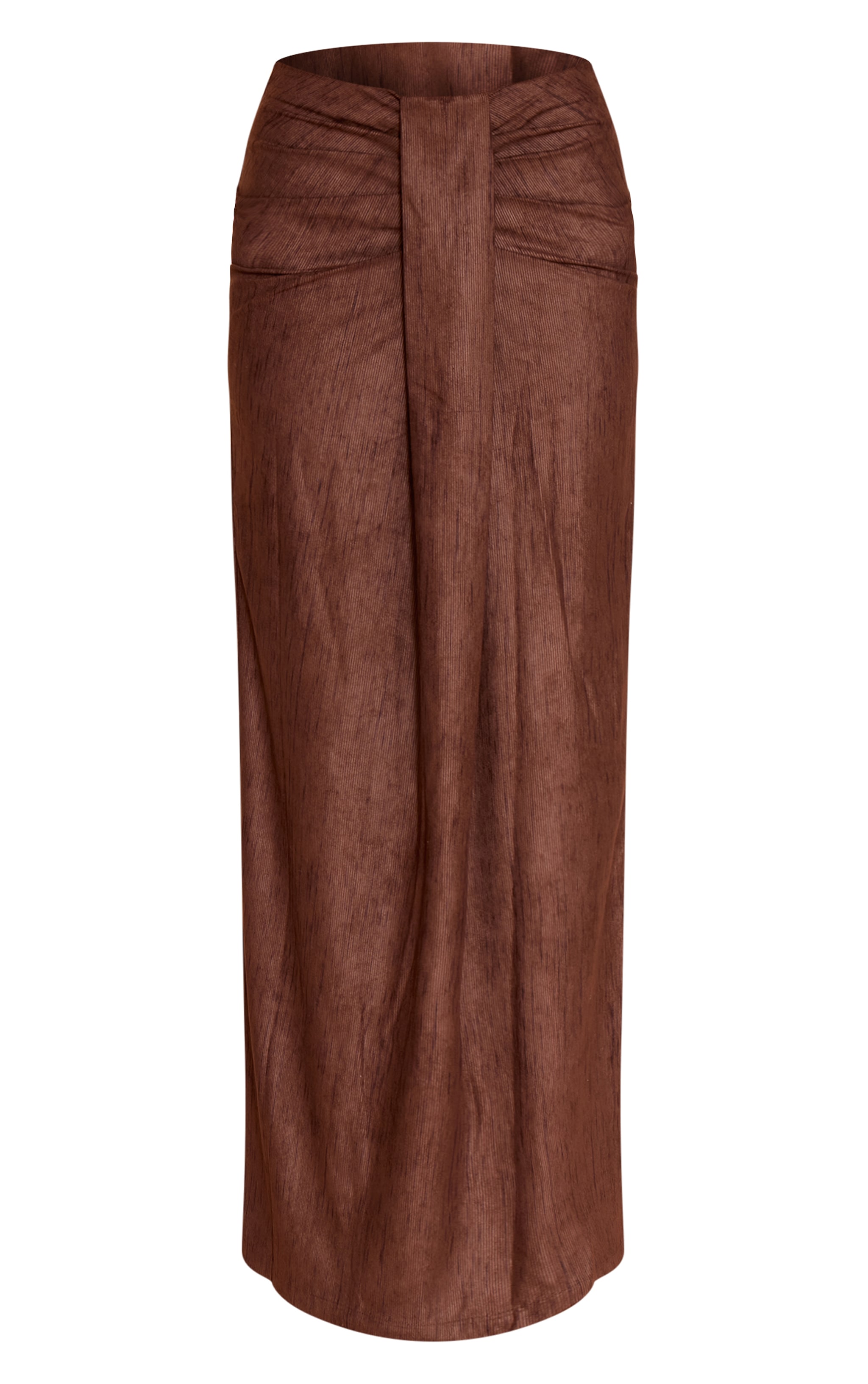 Dark Brown Lightweight Corduroy Knot Detail Maxi Skirt image 5