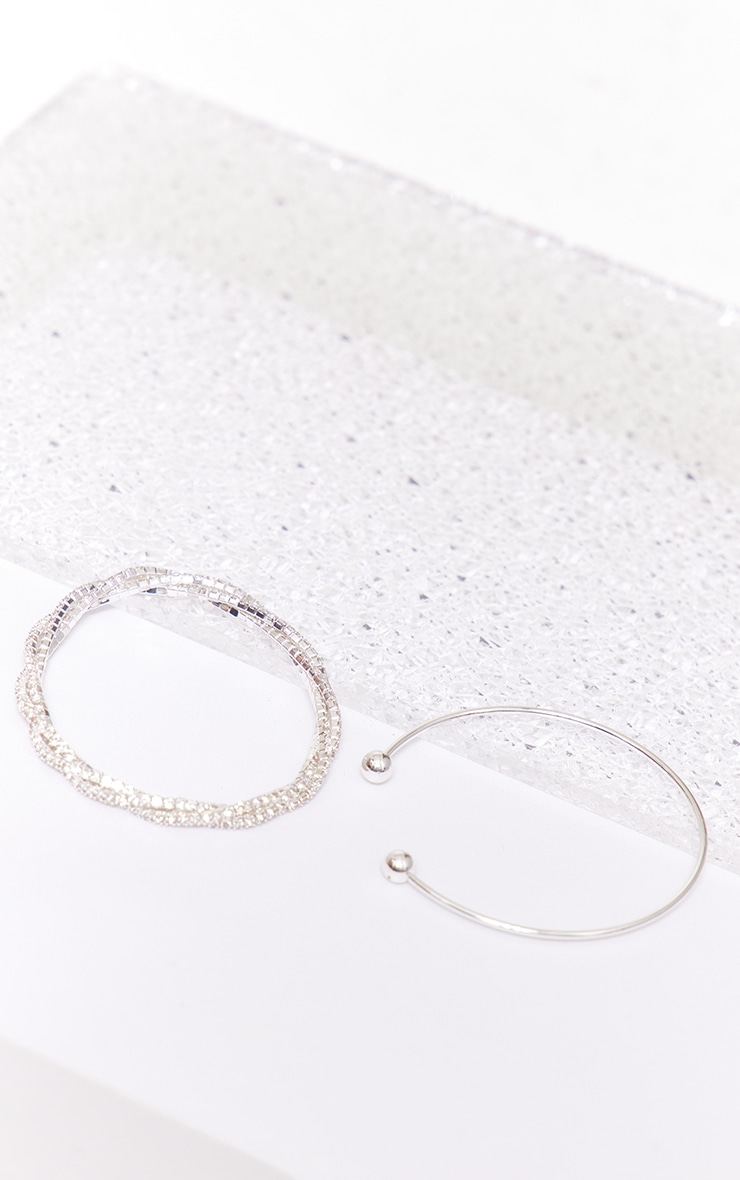 Silver Twisted Bracelet And Bangle image 2